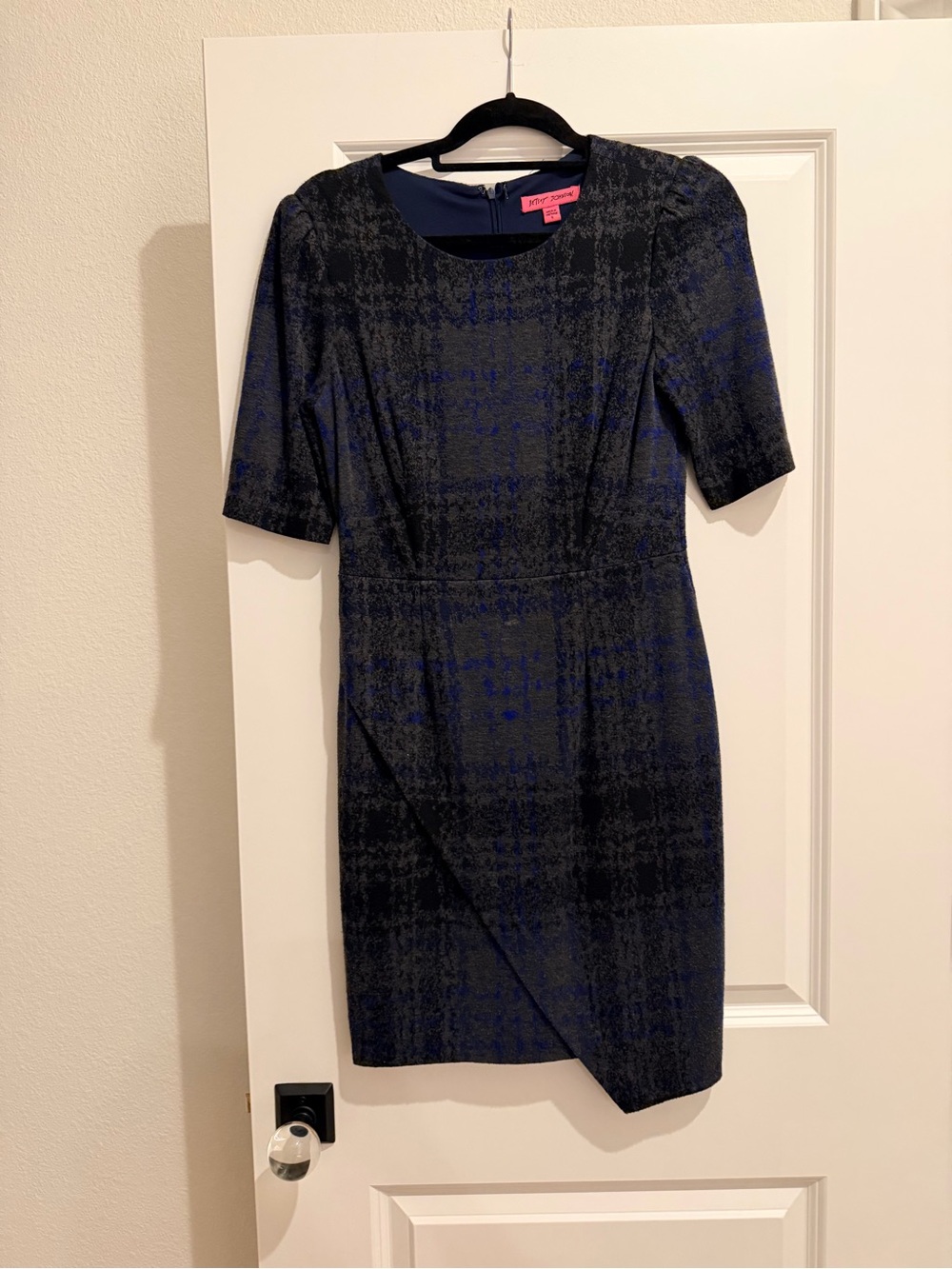 Beatty Johnson Navy Plaid Sheath Dress - Women's Professional Dress